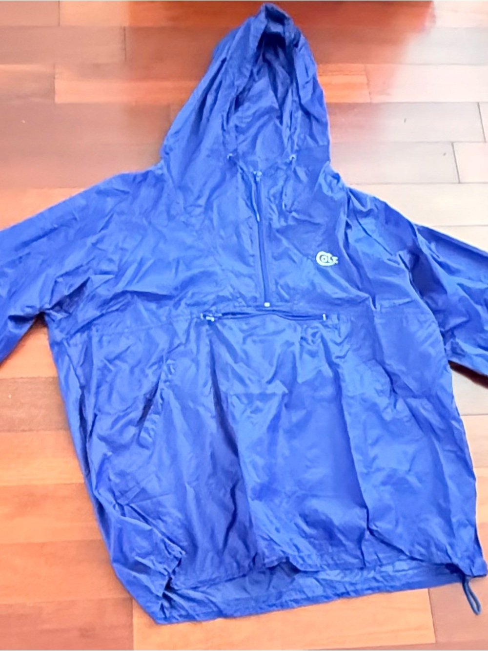 Vintage Colt Blue Pullover Half Zip Hooded Windbreaker Unisex Jacket Size XL